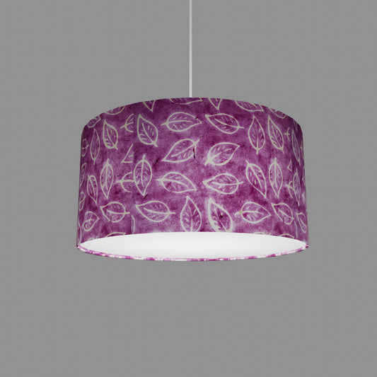 Drum Lamp Shade - P68 - Batik Leaf on Purple, 40cm(d) x 20cm(h)