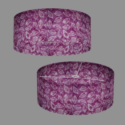 Drum Lamp Shade - P68 - Batik Leaf on Purple, 50cm(d) x 20cm(h)