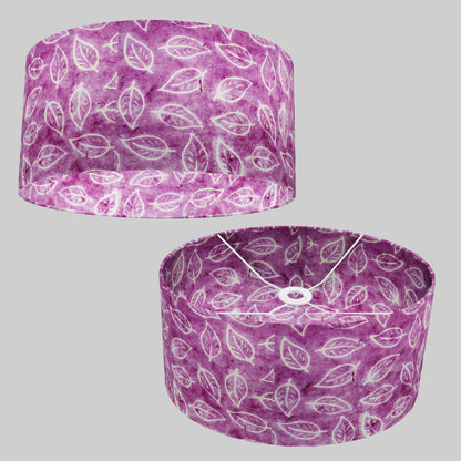 Oval Lamp Shade - P68 - Batik Leaf on Purple, 40cm(w) x 20cm(h) x 30cm(d)