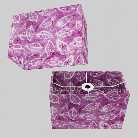 Rectangle Lamp Shade - P68 - Batik Leaf on Purple, 30cm(w) x 20cm(h) x 15cm(d)