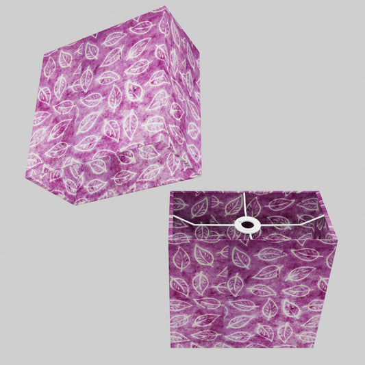 Rectangle Lamp Shade - P68 - Batik Leaf on Purple, 30cm(w) x 30cm(h) x 15cm(d)