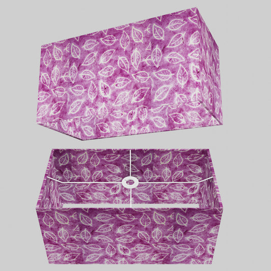 Rectangle Lamp Shade - P68 - Batik Leaf on Purple, 50cm(w) x 25cm(h) x 25cm(d)