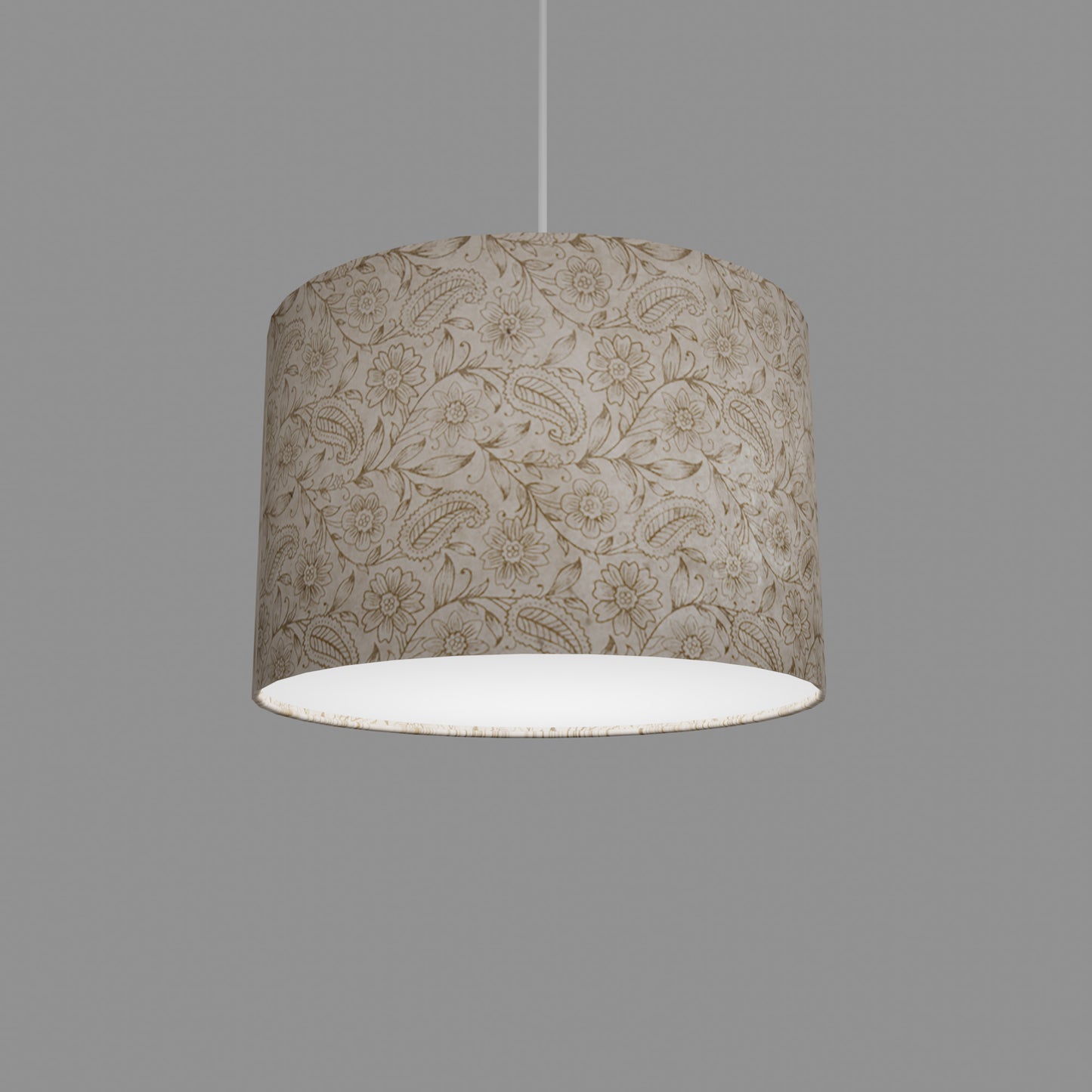 Drum Lamp Shade - P69 - Garden Gold on Natural, 30cm(d) x 20cm(h)