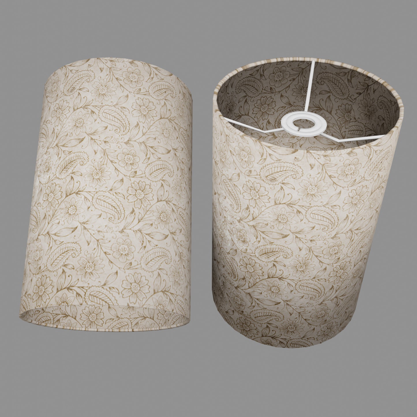 Drum Lamp Shade - P69 - Garden Gold on Natural, 20cm(d) x 30cm(h)