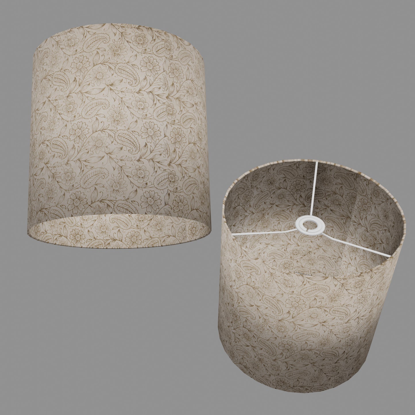 Drum Lamp Shade - P69 - Garden Gold on Natural, 30cm(d) x 30cm(h)