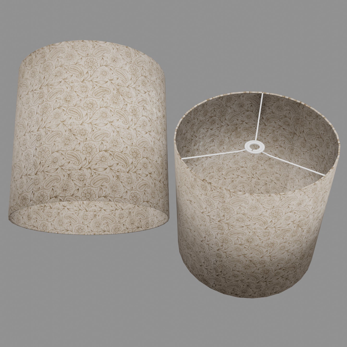 Drum Lamp Shade - P69 - Garden Gold on Natural, 40cm(d) x 40cm(h)
