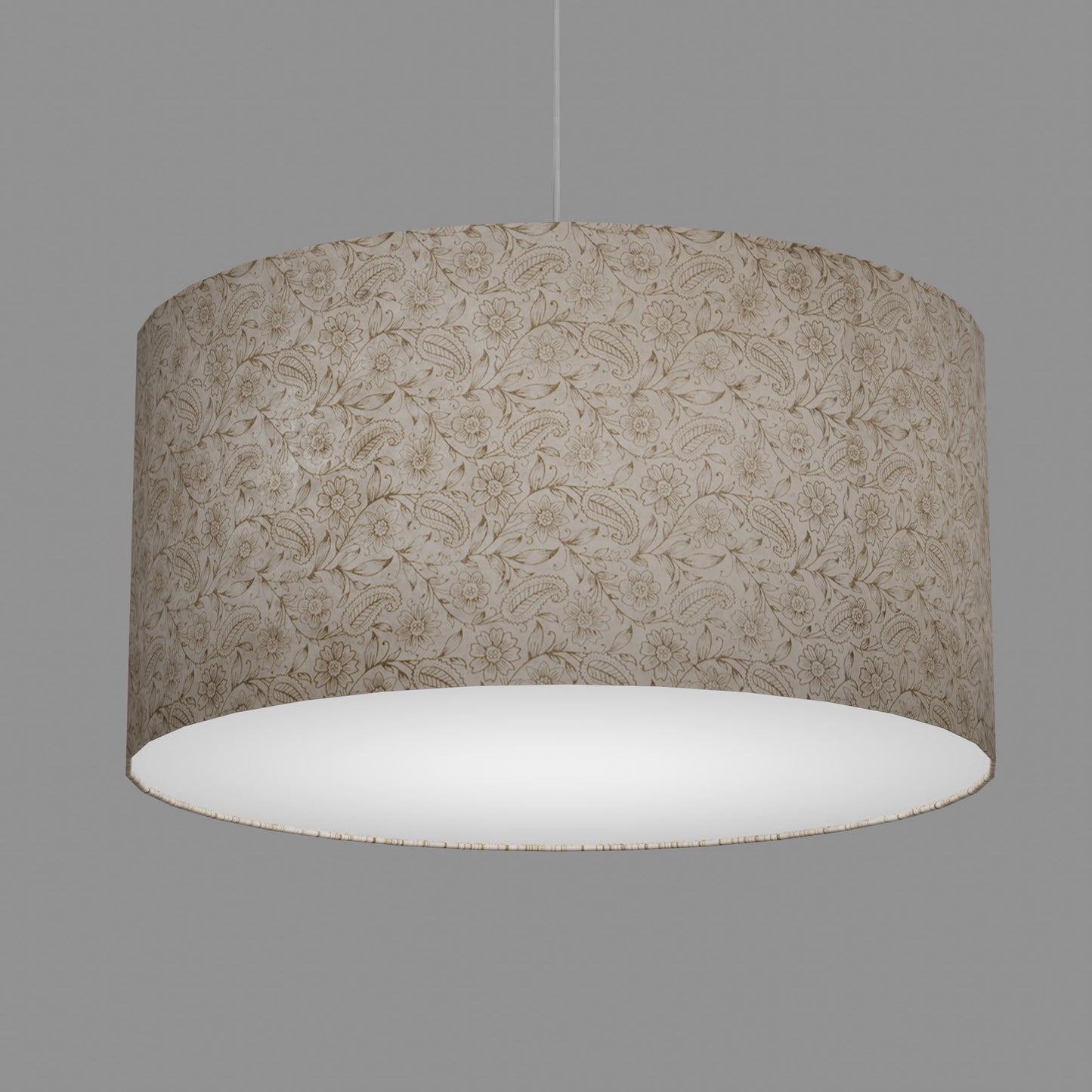 Drum Lamp Shade - P69 - Garden Gold on Natural, 60cm(d) x 30cm(h)