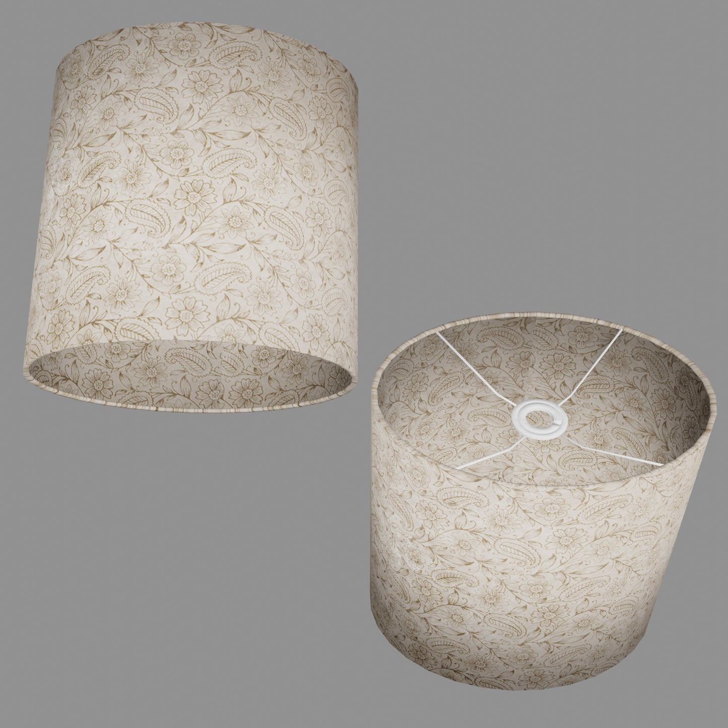 Oval Lamp Shade - P69 - Garden Gold on Natural, 30cm(w) x 30cm(h) x 22cm(d)