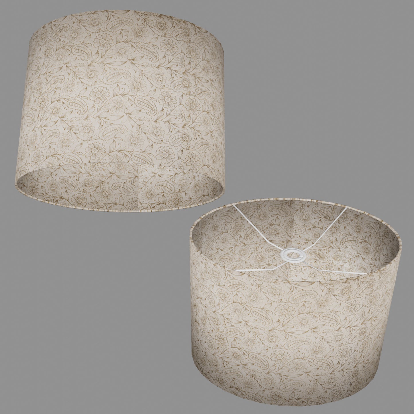 Oval Lamp Shade - P69 - Garden Gold on Natural, 40cm(w) x 30cm(h) x 30cm(d)