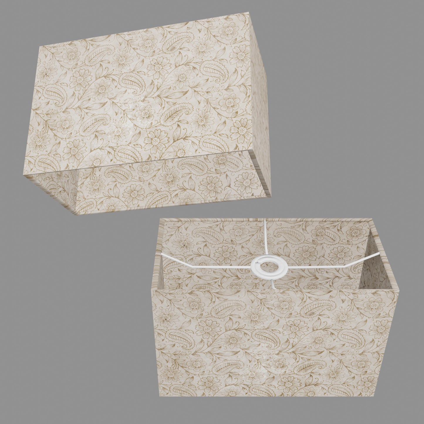 Rectangle Lamp Shade - P69 - Garden Gold on Natural, 30cm(w) x 20cm(h) x 15cm(d)