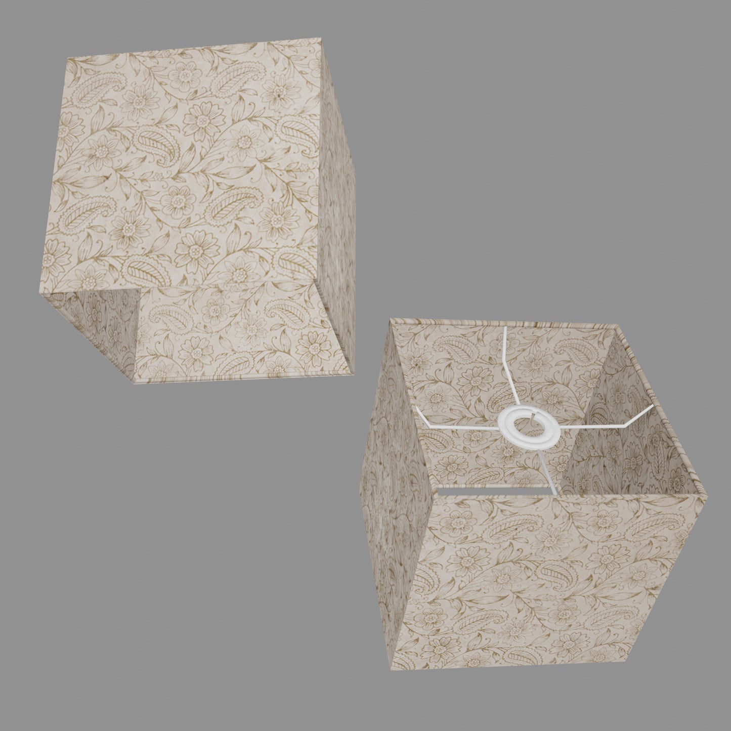 Square Lamp Shade - P69 - Garden Gold on Natural, 20cm(w) x 20cm(h) x 20cm(d)