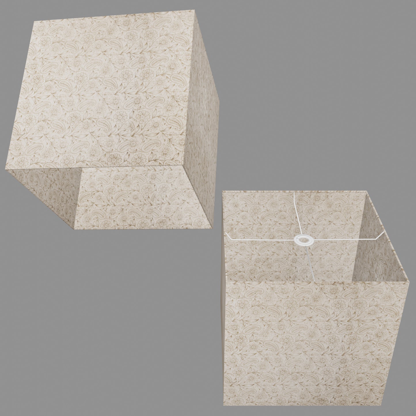 Square Lamp Shade - P69 - Garden Gold on Natural, 40cm(w) x 40cm(h) x 40cm(d)