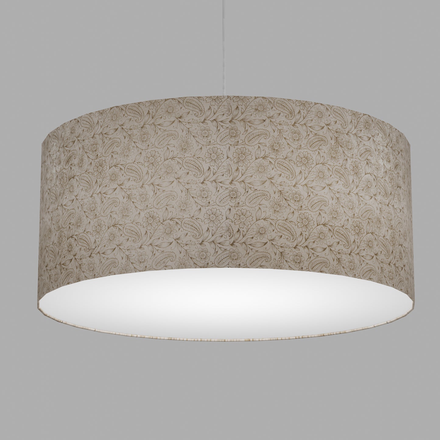 Drum Lamp Shade - P69 - Garden Gold on Natural, 70cm(d) x 30cm(h)