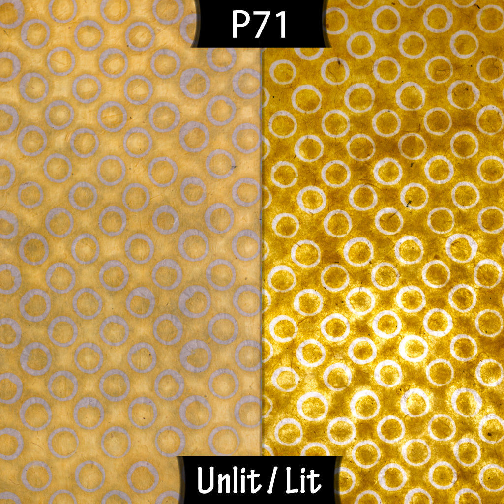 Oval Lamp Shade - P71 - Batik Yellow Circles, 20cm(w) x 30cm(h) x 13cm(d) - Imbue Lighting