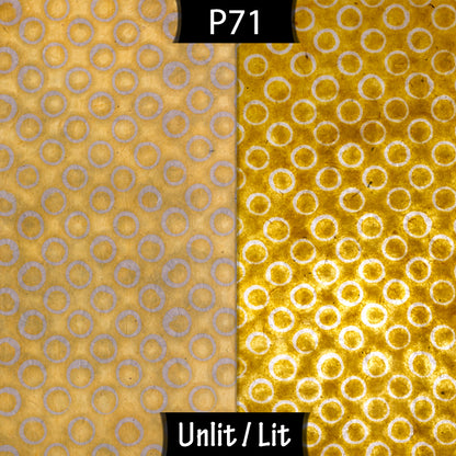 Oval Lamp Shade - P71 - Batik Yellow Circles, 20cm(w) x 30cm(h) x 13cm(d) - Imbue Lighting