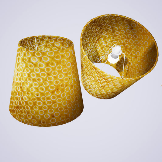 Conical Lamp Shade P71 - Batik Yellow Circles, 23cm(top) x 35cm(bottom) x 31cm(height)