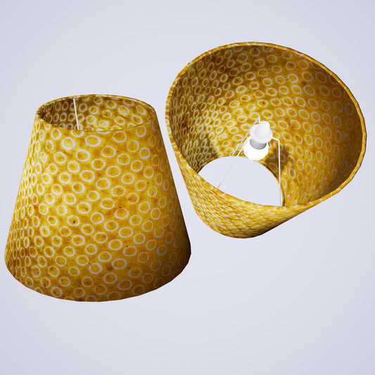 Conical Lamp Shade P71 - Batik Yellow Circles, 23cm(top) x 40cm(bottom) x 31cm(height)