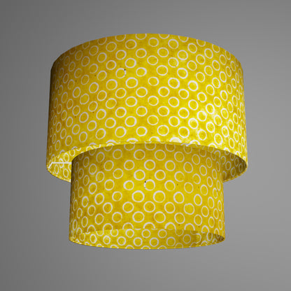 2 Tier Lamp Shade - P71 - Batik Yellow Circles, 40cm x 20cm & 30cm x 15cm