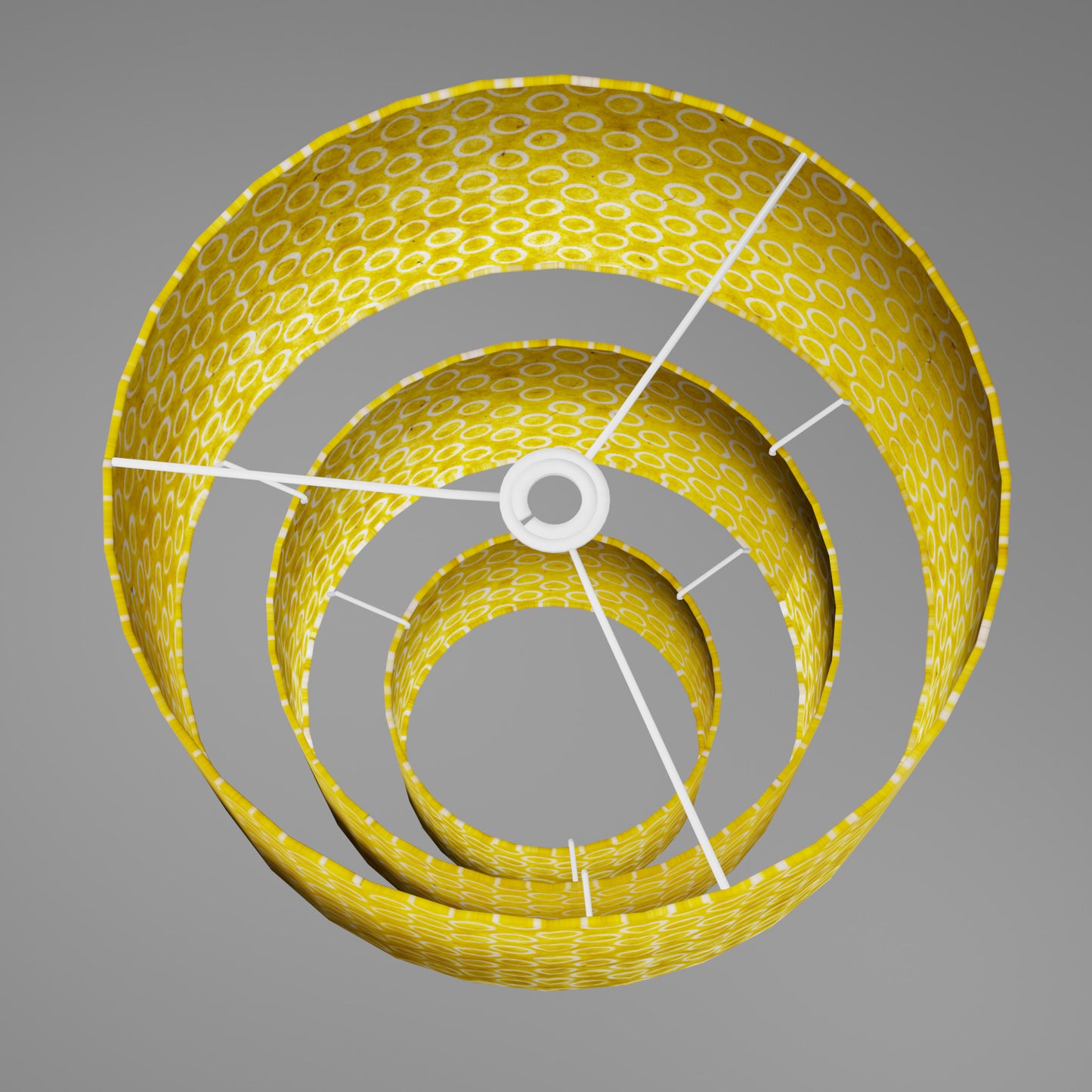 3 Tier Lamp Shade - P71 - Batik Yellow Circles, 40cm x 20cm, 30cm x 17.5cm & 20cm x 15cm