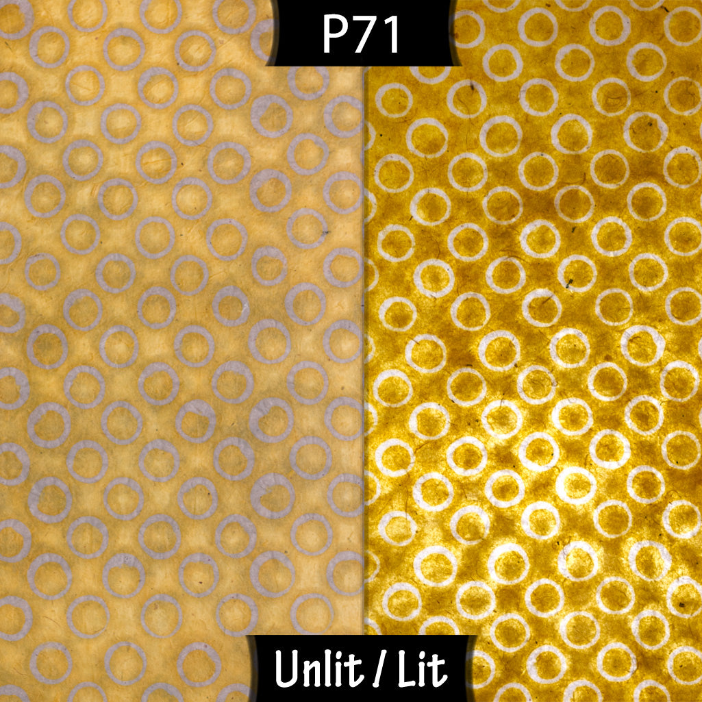Oval Lamp Shade - P71 - Batik Yellow Circles, 30cm(w) x 30cm(h) x 22cm(d) - Imbue Lighting