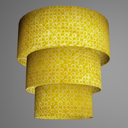 3 Tier Lamp Shade - P71 - Batik Yellow Circles, 50cm x 20cm, 40cm x 17.5cm & 30cm x 15cm
