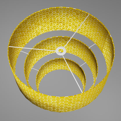 3 Tier Lamp Shade - P71 - Batik Yellow Circles, 50cm x 20cm, 40cm x 17.5cm & 30cm x 15cm