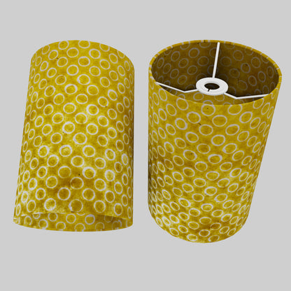 Drum Lamp Shade - P71 - Batik Yellow Circles, 20cm(d) x 30cm(h)