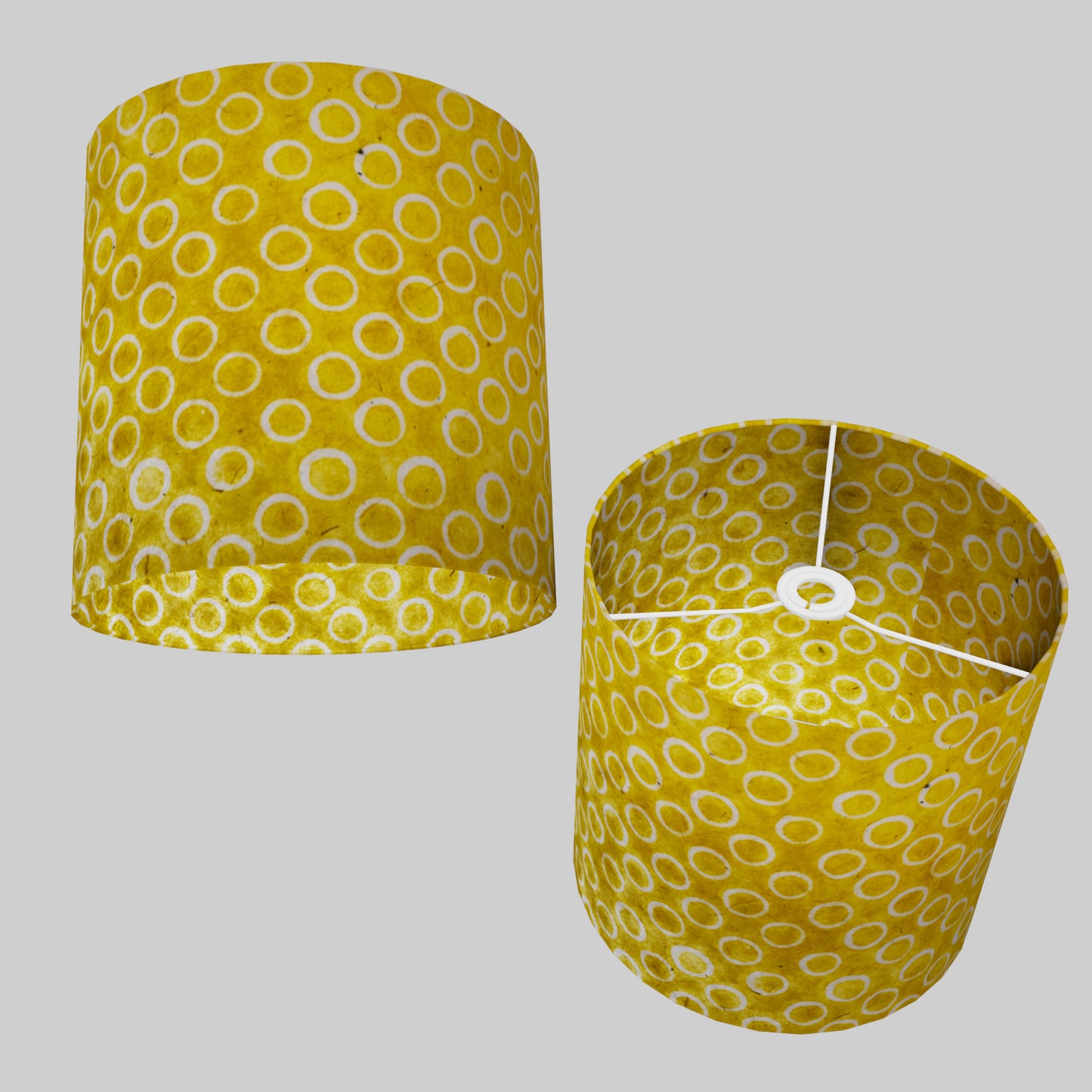 Drum Lamp Shade - P71 - Batik Yellow Circles, 30cm(d) x 30cm(h)