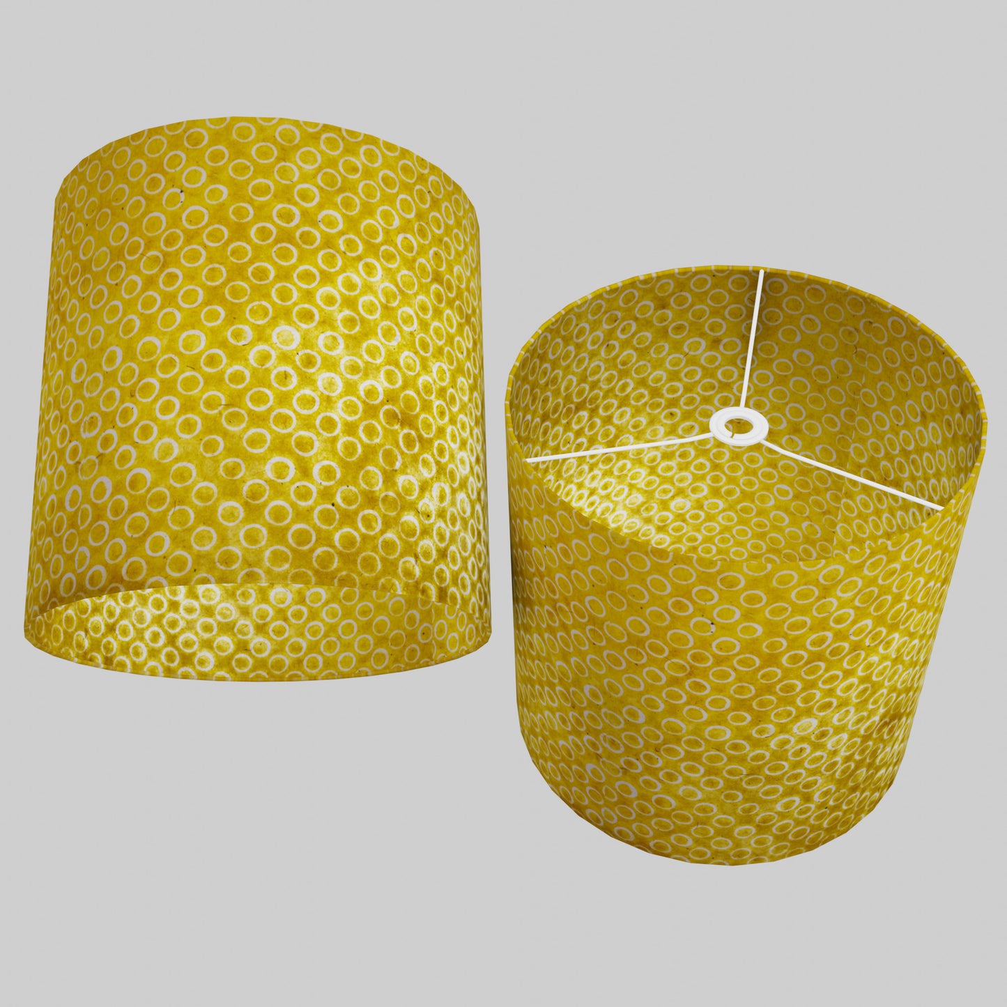 Drum Lamp Shade - P71 - Batik Yellow Circles, 40cm(d) x 40cm(h)