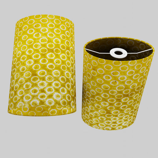 Oval Lamp Shade - P71 - Batik Yellow Circles, 20cm(w) x 30cm(h) x 13cm(d)