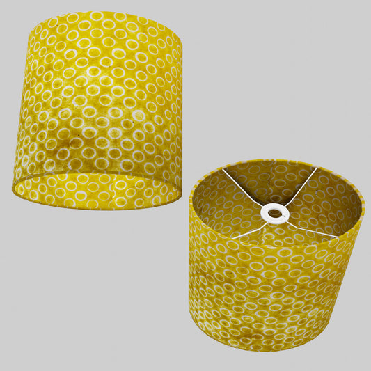 Oval Lamp Shade - P71 - Batik Yellow Circles, 30cm(w) x 30cm(h) x 22cm(d)