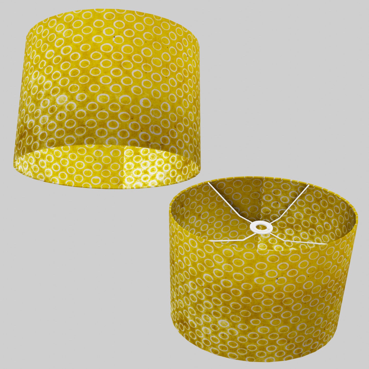 Oval Lamp Shade - P71 - Batik Yellow Circles, 40cm(w) x 30cm(h) x 30cm(d)