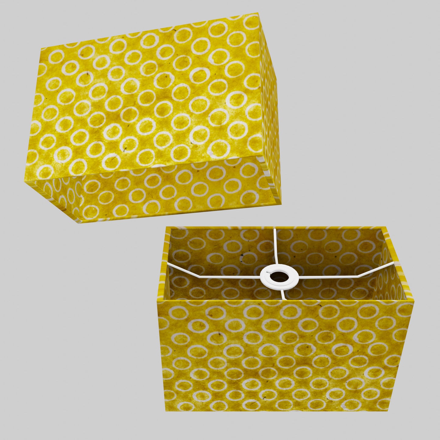 Rectangle Lamp Shade - P71 - Batik Yellow Circles, 30cm(w) x 20cm(h) x 15cm(d)