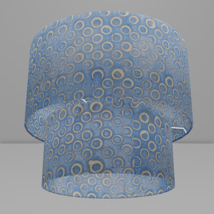 2 Tier Lamp Shade - P72 - Batik Blue Circles, 40cm x 20cm & 30cm x 15cm