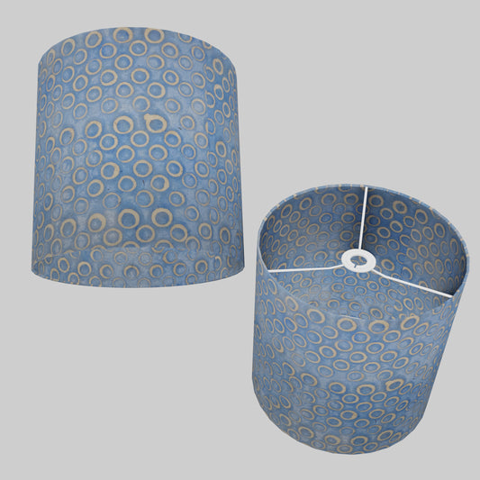 Drum Lamp Shade - P72 - Batik Blue Circles, 30cm(d) x 30cm(h)