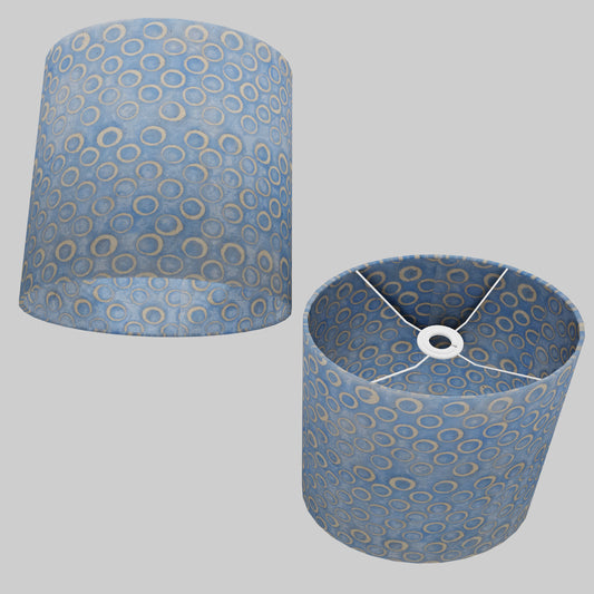 Oval Lamp Shade - P72 - Batik Blue Circles, 30cm(w) x 30cm(h) x 22cm(d)