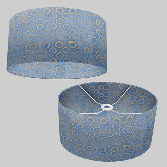 Oval Lamp Shade - P72 - Batik Blue Circles, 40cm(w) x 20cm(h) x 30cm(d)