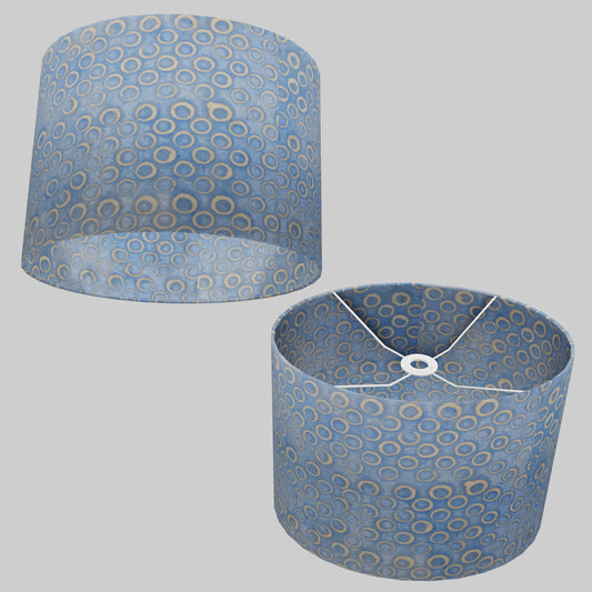 Oval Lamp Shade - P72 - Batik Blue Circles, 40cm(w) x 30cm(h) x 30cm(d)