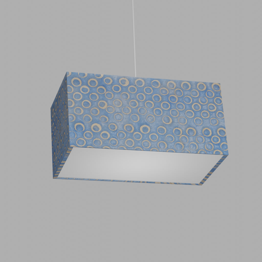 Rectangle Lamp Shade - P72 - Batik Blue Circles, 40cm(w) x 20cm(h) x 20cm(d)