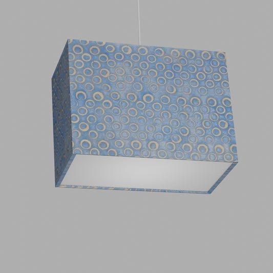 Rectangle Lamp Shade - P72 - Batik Blue Circles, 40cm(w) x 30cm(h) x 20cm(d)