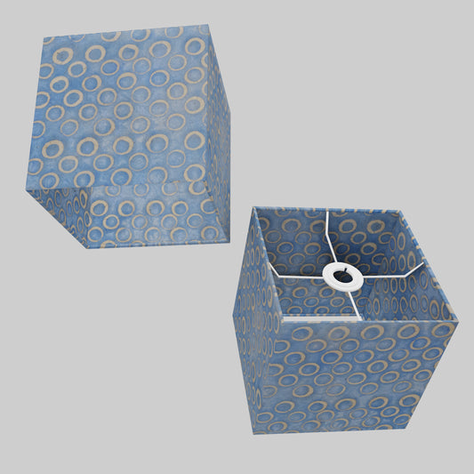 Square Lamp Shade - P72 - Batik Blue Circles, 20cm(w) x 20cm(h) x 20cm(d)