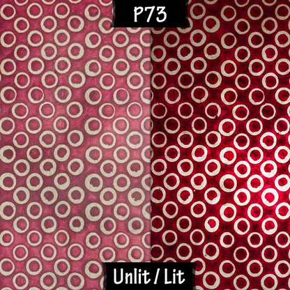 Rectangle Lamp Shade - P73 - Batik Red Circles, 30cm(w) x 20cm(h) x 15cm(d) - Imbue Lighting
