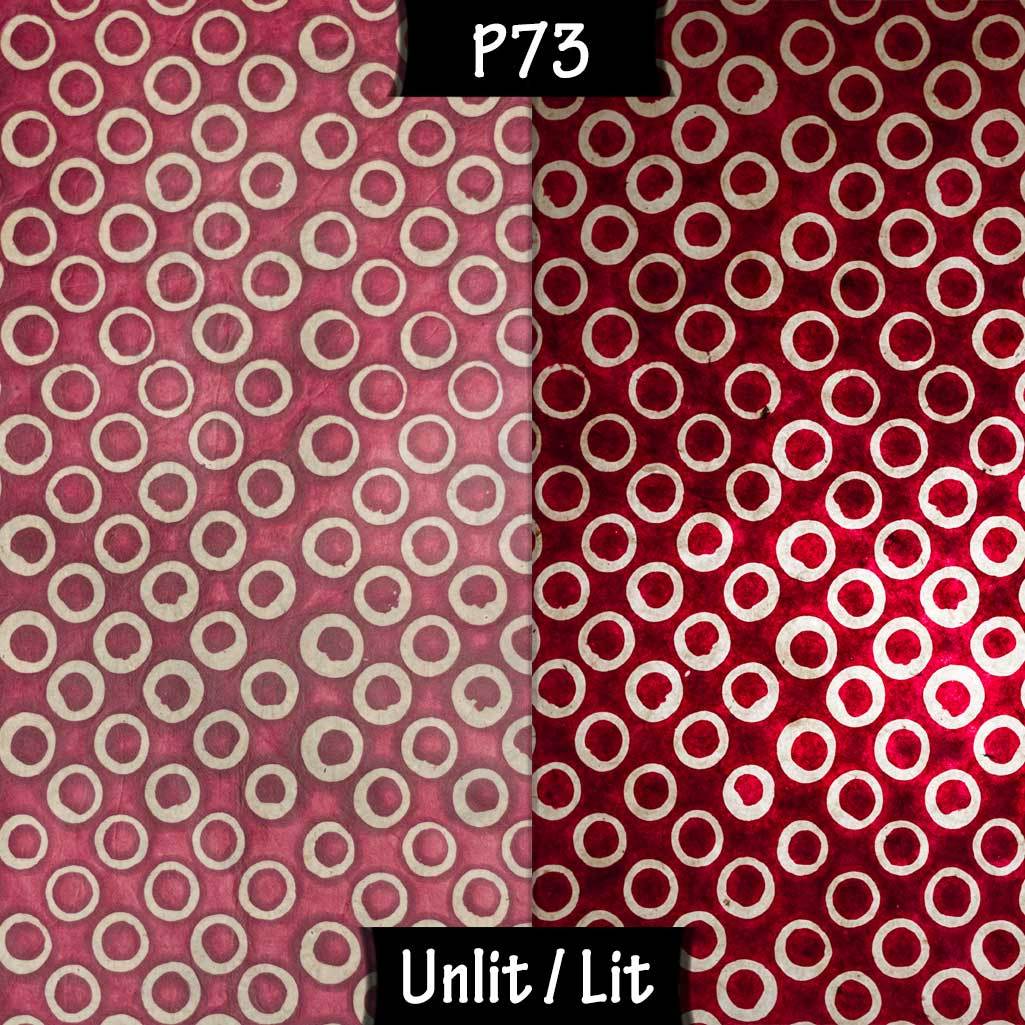 Square Lamp Shade - P73 - Batik Red Circles, 30cm(w) x 30cm(h) x 30cm(d) - Imbue Lighting