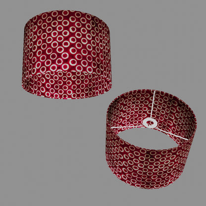 Drum Lamp Shade - P73 - Batik Cranberry Circles, 30cm(d) x 20cm(h)