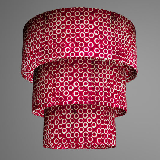 3 Tier Lamp Shade - P73 - Batik Cranberry Circles, 50cm x 20cm, 40cm x 17.5cm & 30cm x 15cm