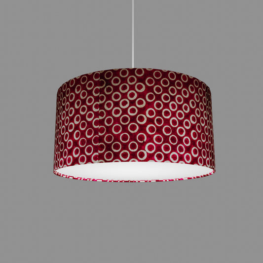 Drum Lamp Shade - P73 - Batik Cranberry Circles, 40cm(d) x 20cm(h)