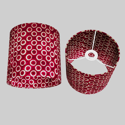 Drum Lamp Shade - P73 - Batik Cranberry Circles, 20cm(d) x 20cm(h)