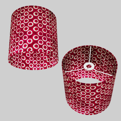 Drum Lamp Shade - P73 - Batik Cranberry Circles, 25cm x 25cm
