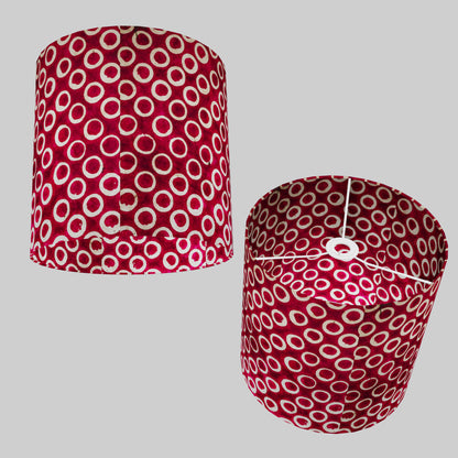 Drum Lamp Shade - P73 - Batik Cranberry Circles, 30cm(d) x 30cm(h)
