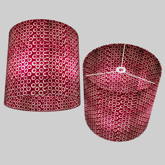 Drum Lamp Shade - P73 - Batik Cranberry Circles, 40cm(d) x 40cm(h)